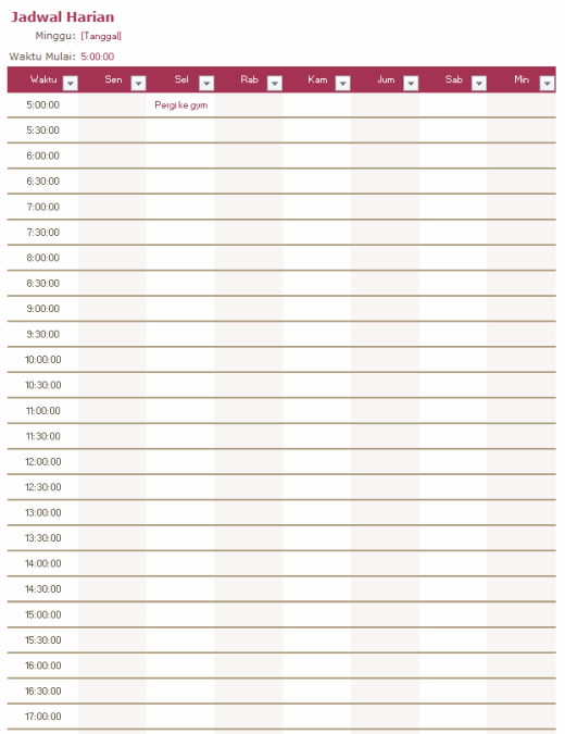 Contoh Schedule Harian - KibrisPDR