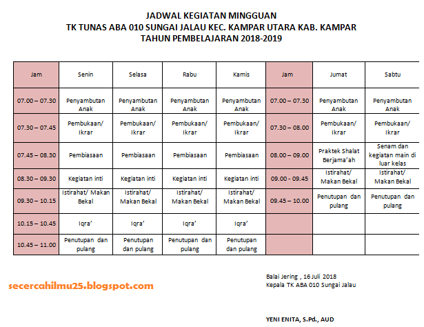 Detail Contoh Schedule Harian Nomer 11