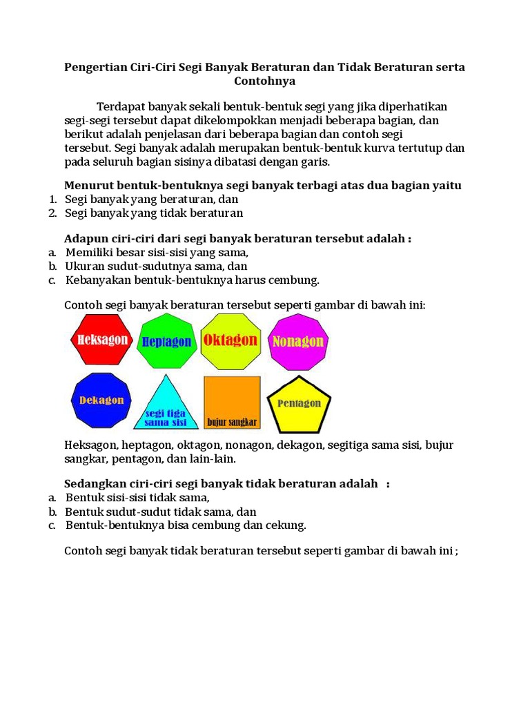 Detail Contoh Segi Banyak Beraturan Dan Tidak Beraturan Nomer 32