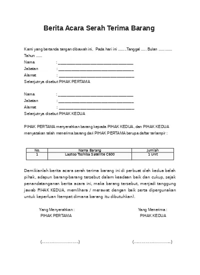 Detail Contoh Serah Terima Nomer 29