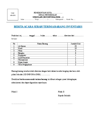 Detail Contoh Serah Terima Nomer 45