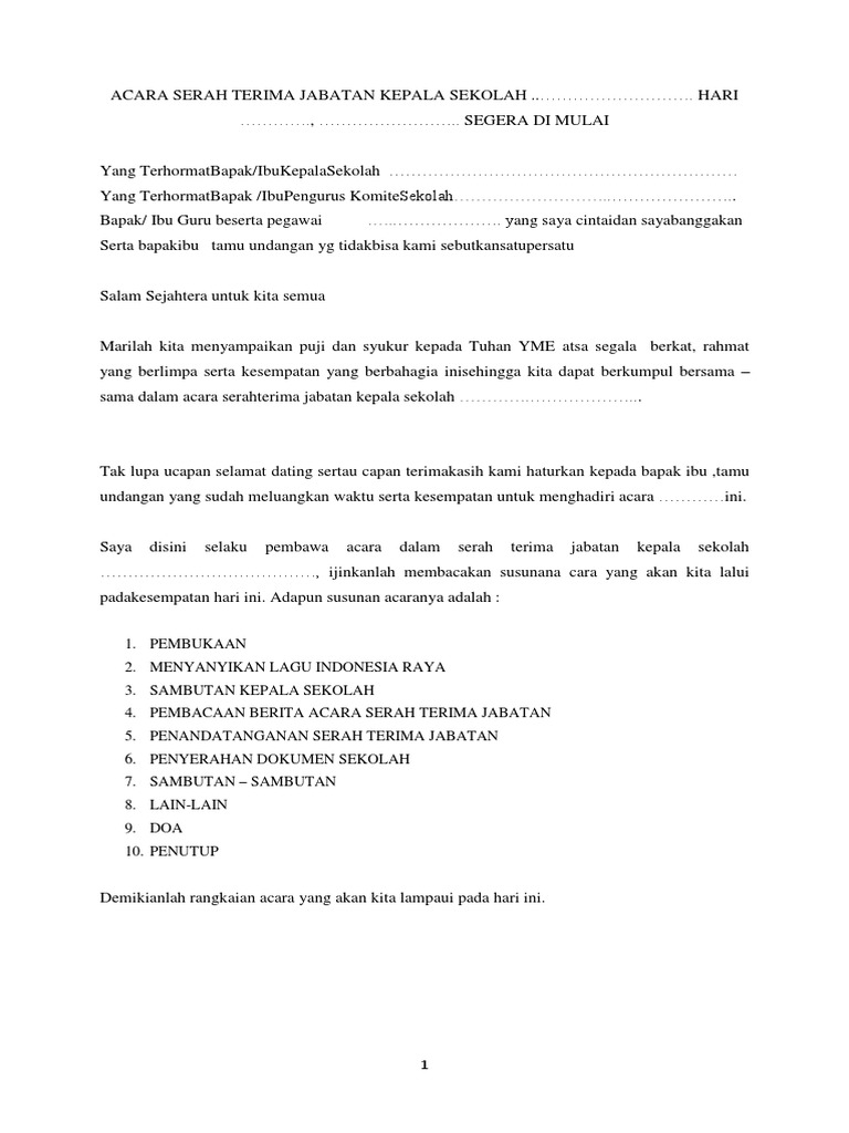 Detail Contoh Serah Terima Jabatan Nomer 51