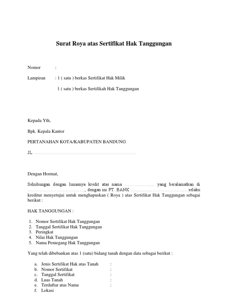 Detail Contoh Sertifikat Hak Tanggungan Nomer 15