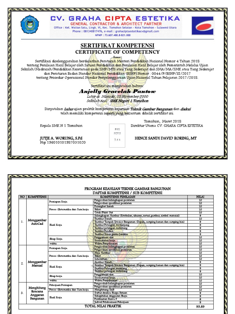 Detail Contoh Sertifikat Kompetensi Nomer 12