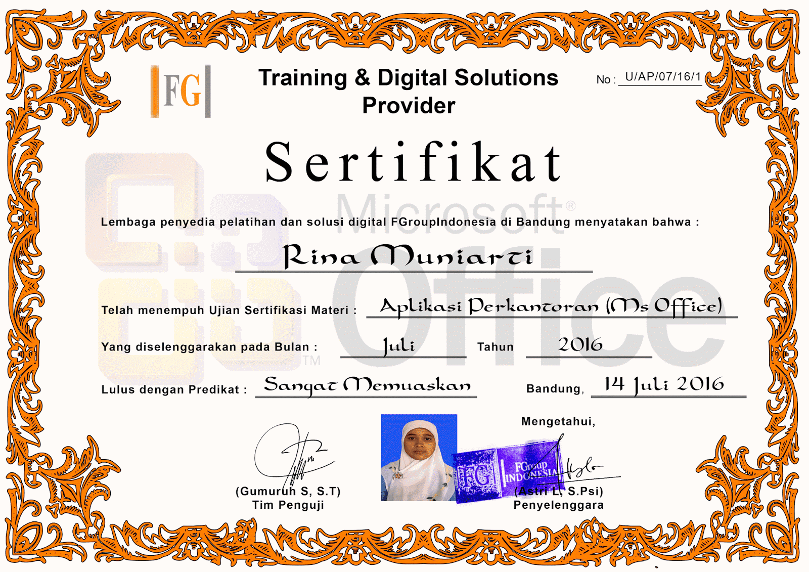 Detail Contoh Sertifikat Kursus Komputer Nomer 7