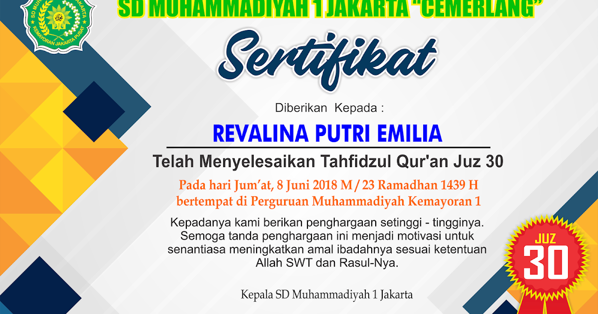 Detail Contoh Sertifikat Lomba Tahfidz Nomer 17