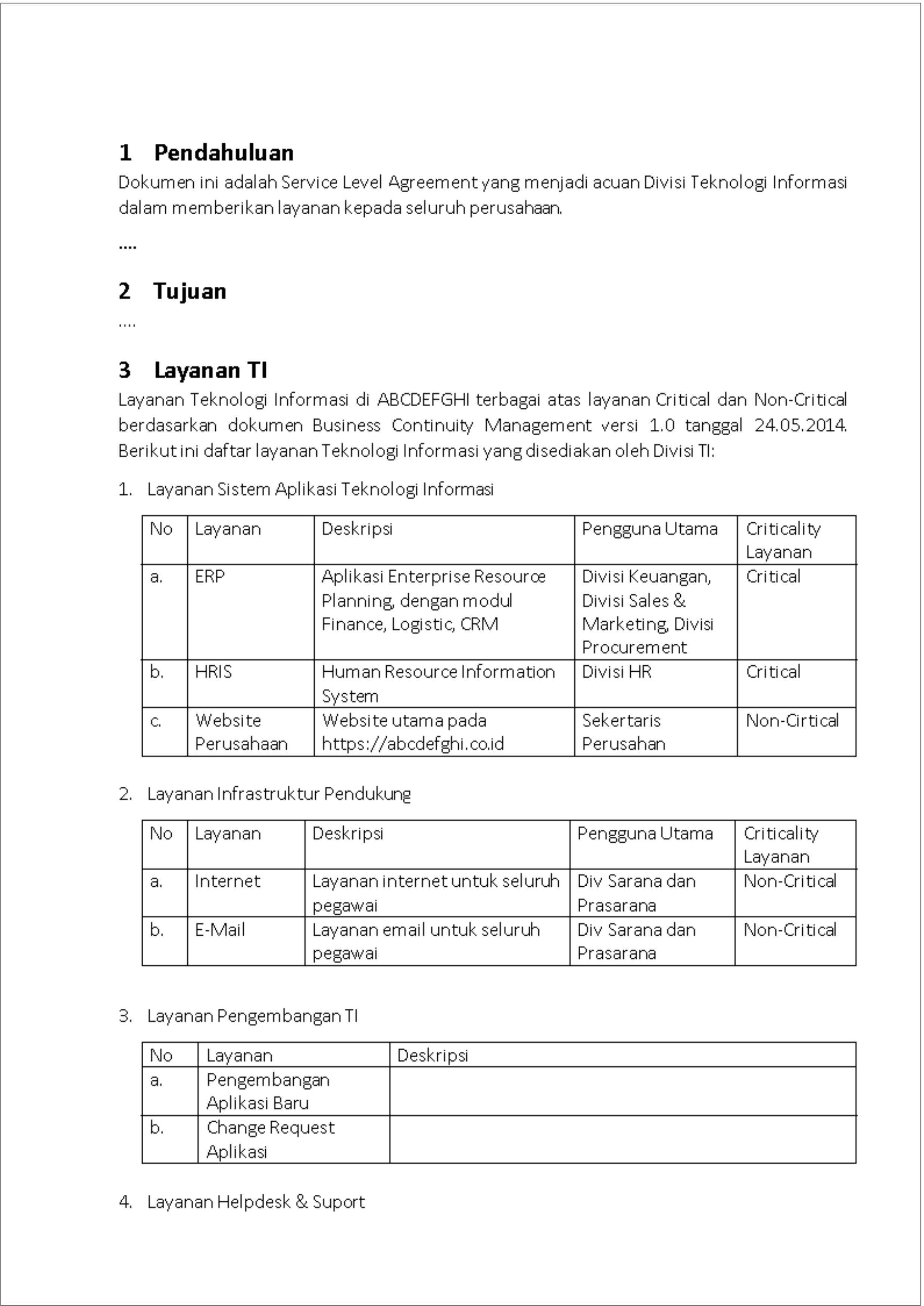 Contoh Service Level Agreement - KibrisPDR