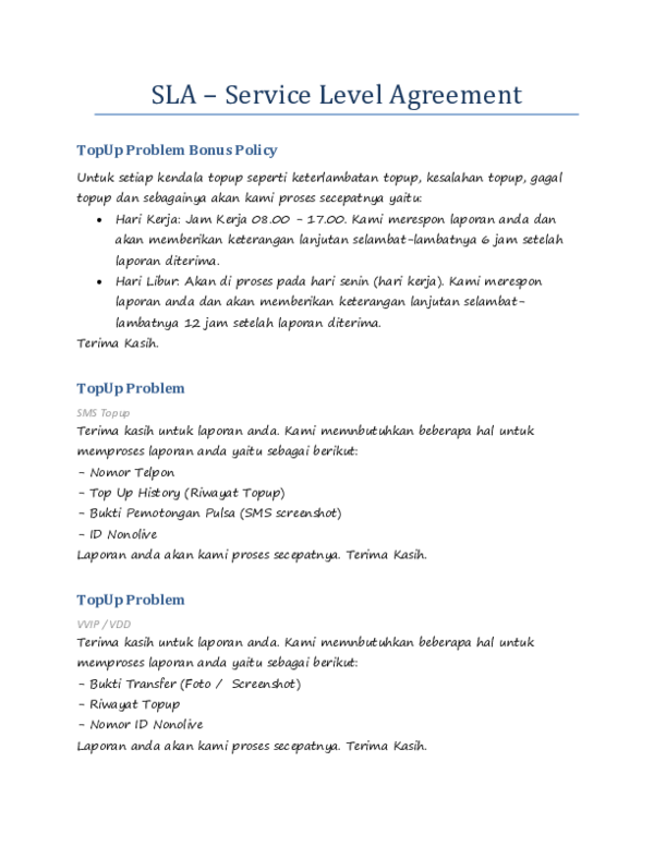 Detail Contoh Service Level Agreement Nomer 11
