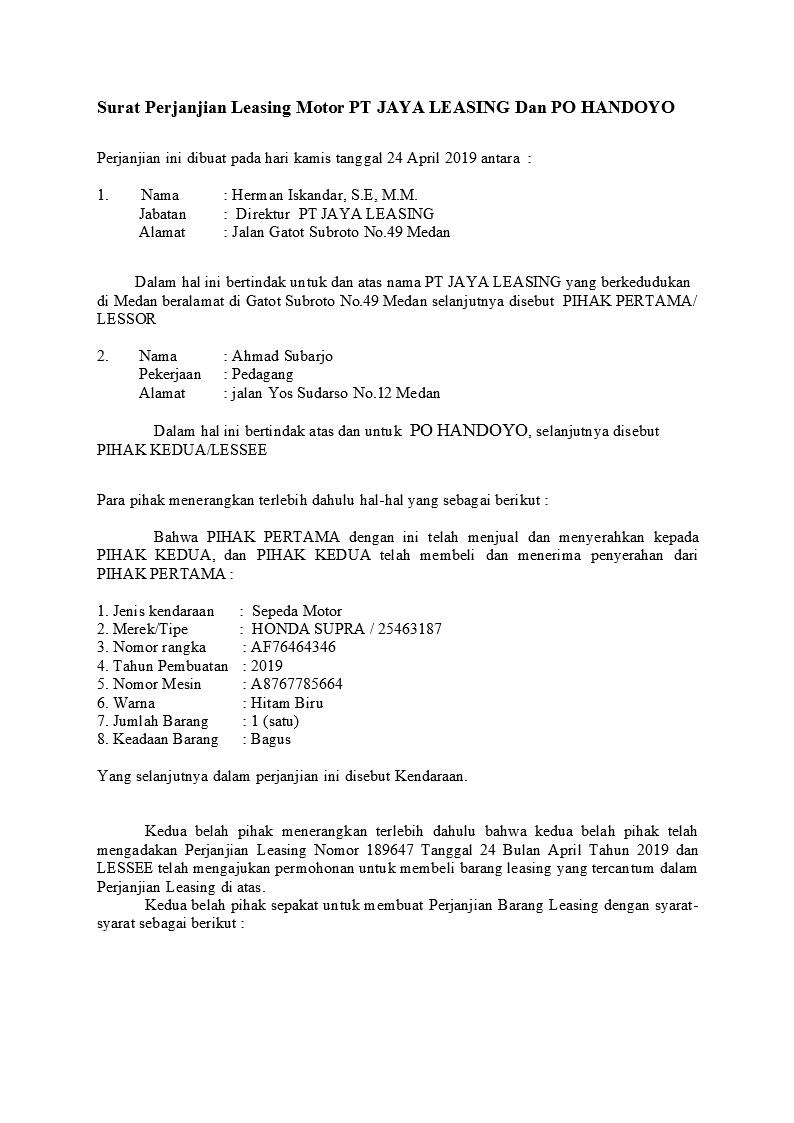 Detail Contoh Sewa Guna Usaha Nomer 24