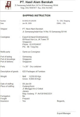 Detail Contoh Shipping Instruction Nomer 13