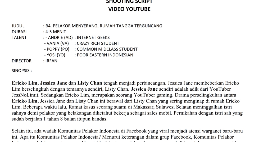 Detail Contoh Shooting Script Nomer 41