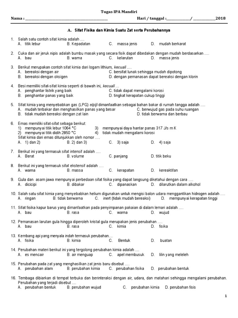 Detail Contoh Sifat Kimia Dan Fisika Nomer 36