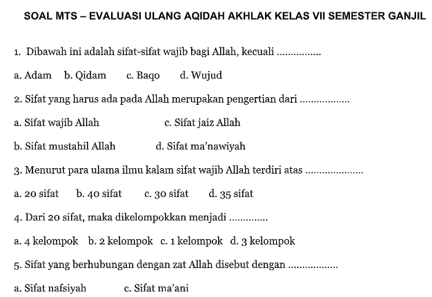 Detail Contoh Sifat Wajib Allah Nomer 31