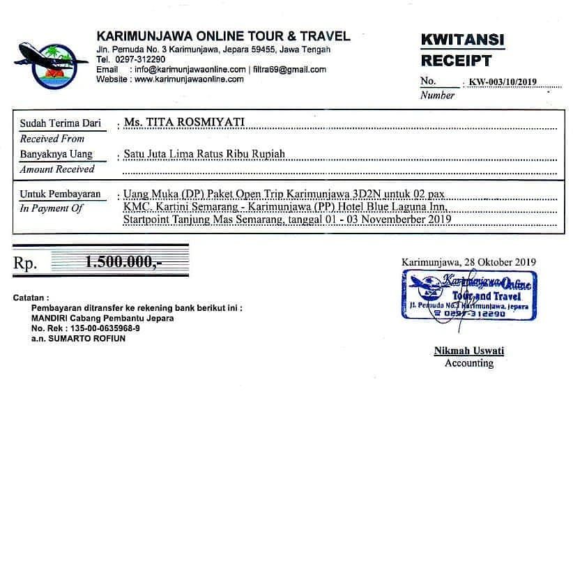 kwitansi travel mobil jakarta