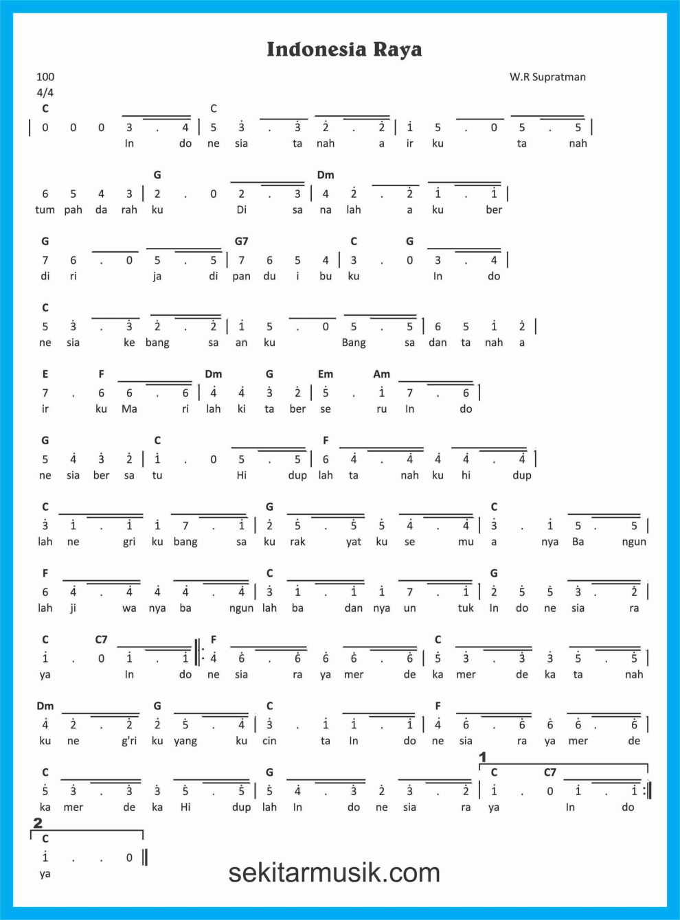 Detail Gambar Lagu Indonesia Raya 3 Stanza Nomer 39