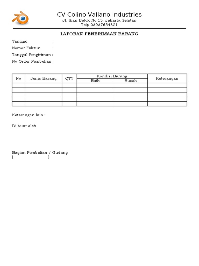 Detail Gambar Laporan Penerimaan Barang Nomer 5