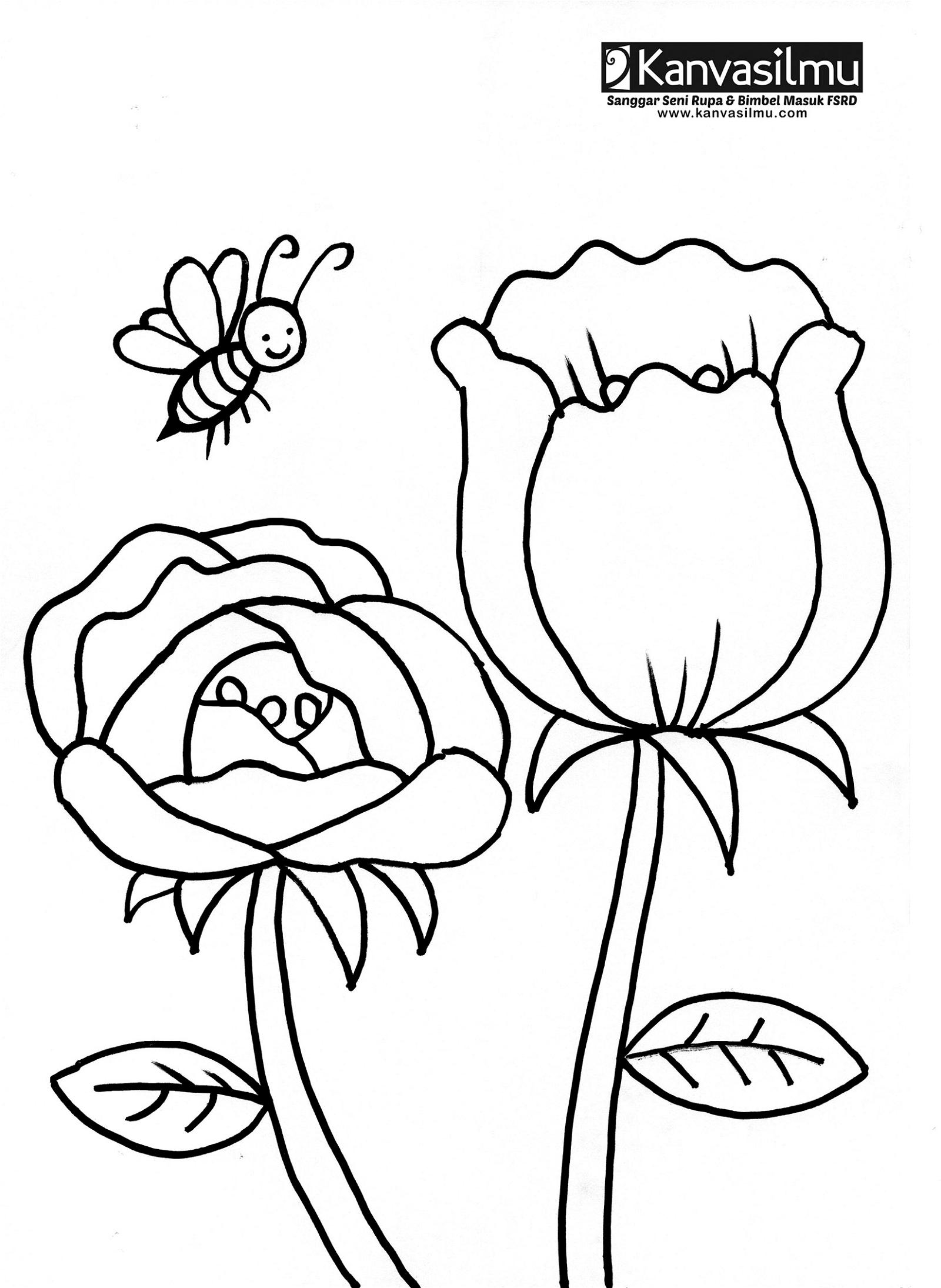 Gambar Lebah Dan Bunga Hitam Putih - KibrisPDR