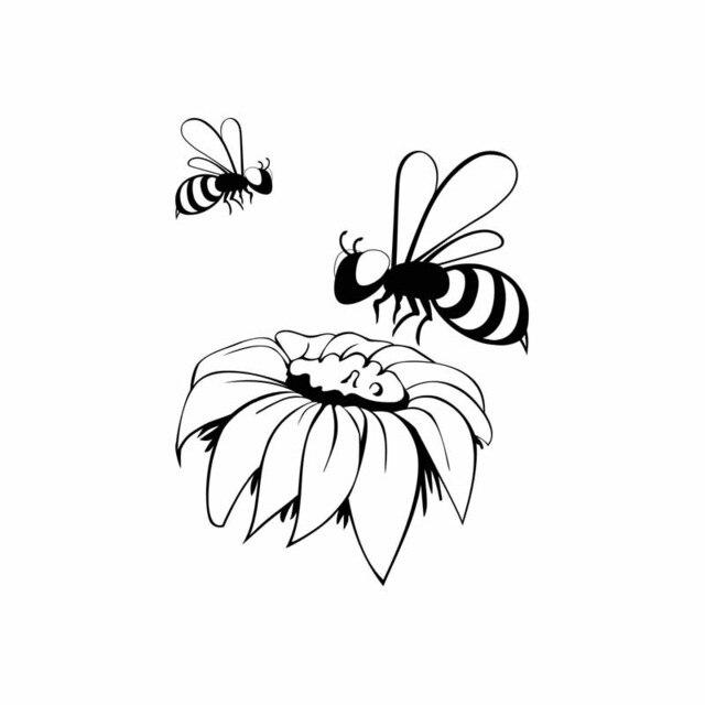 Detail Gambar Lebah Dan Bunga Hitam Putih Nomer 2
