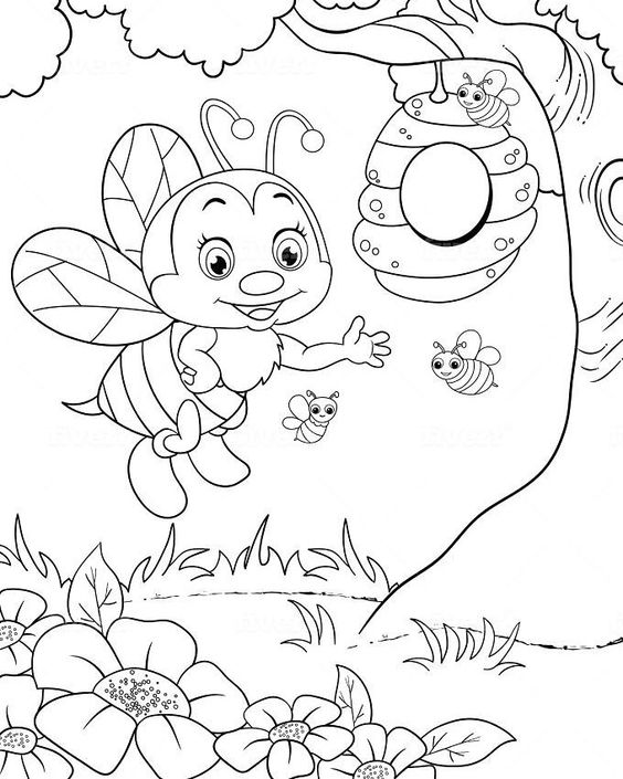 Detail Gambar Lebah Dan Bunga Hitam Putih Nomer 34