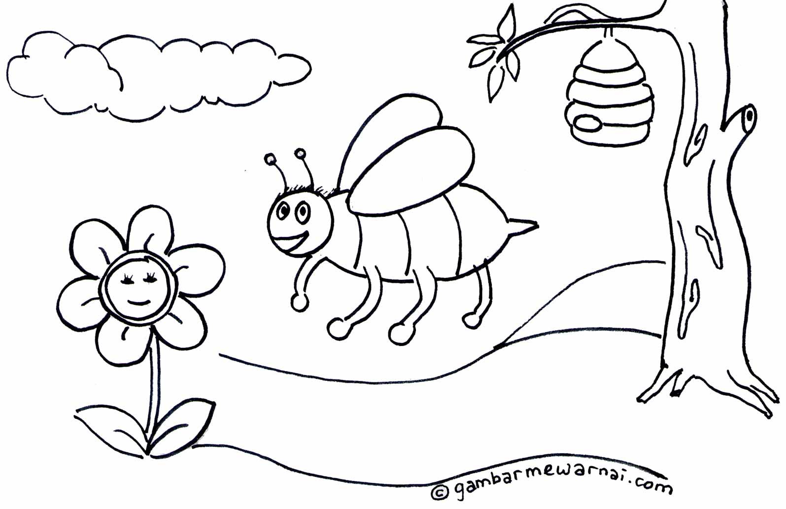Detail Gambar Lebah Dan Bunga Hitam Putih Nomer 5