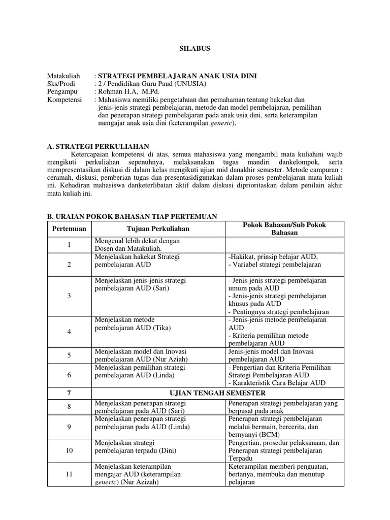 Detail Contoh Silabus Paud Nomer 24