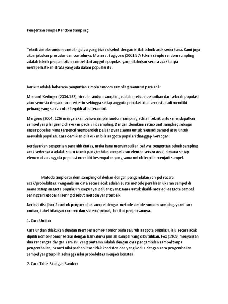 Contoh simple random sampling 55 koleksi gambar