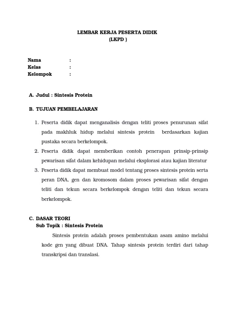 Detail Contoh Sintesis Protein Nomer 53