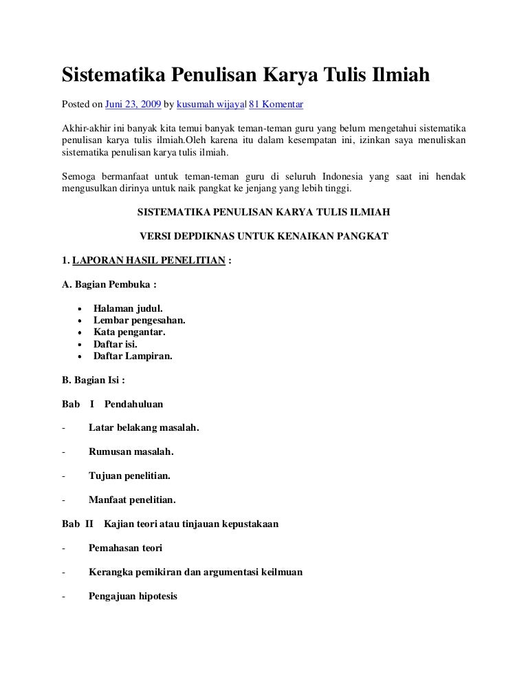 Contoh Sistematika Penulisan Makalah - KibrisPDR