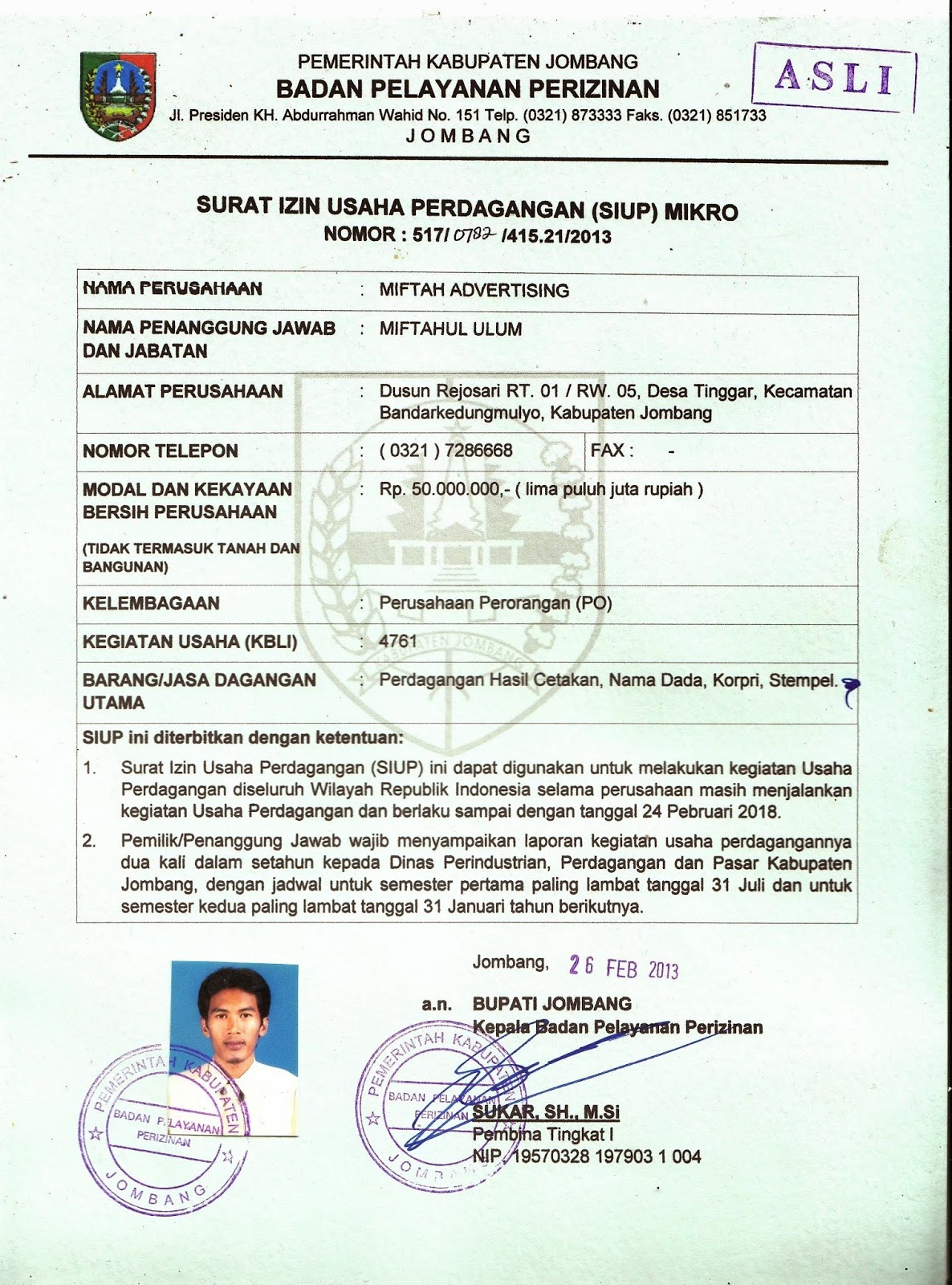 Detail Contoh Siup Surat Izin Usaha Perdagangan Nomer 16