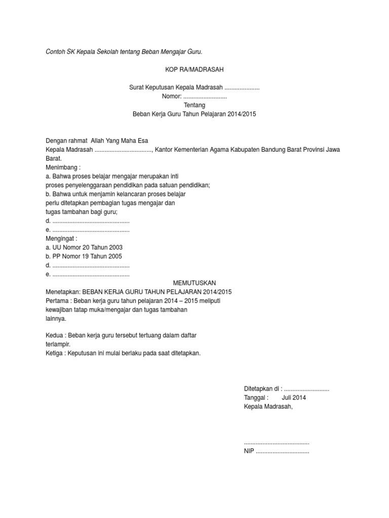 Detail Contoh Sk Kepala Sekolah Nomer 55