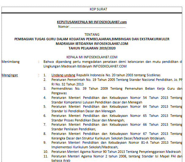 Detail Contoh Sk Mengajar Nomer 28