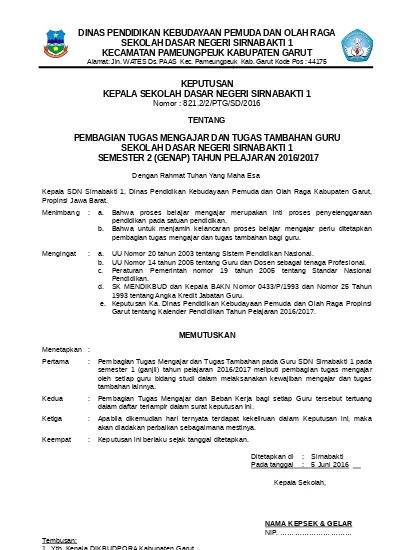 Detail Contoh Sk Mengajar Nomer 8