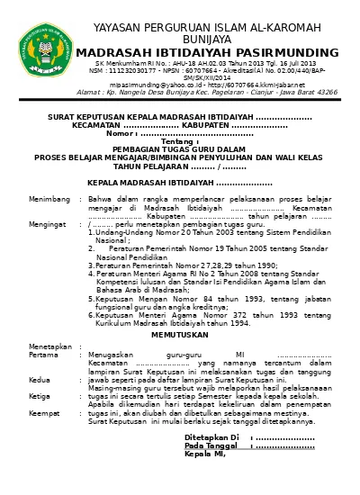 Detail Contoh Sk Mengajar Nomer 9