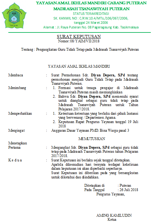 Detail Contoh Sk Pendirian Sekolah Nomer 37