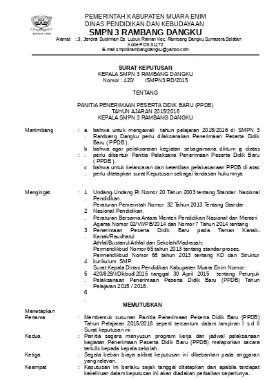 Detail Contoh Sk Penerimaan Siswa Baru Nomer 17