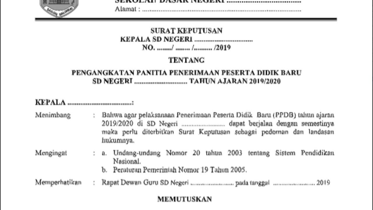 Detail Contoh Sk Penerimaan Siswa Baru Nomer 19