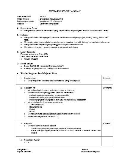 Detail Contoh Skenario Pembelajaran Nomer 17