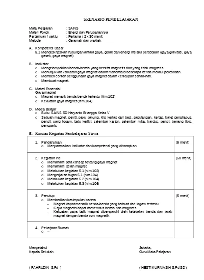 Detail Contoh Skenario Pembelajaran Nomer 20