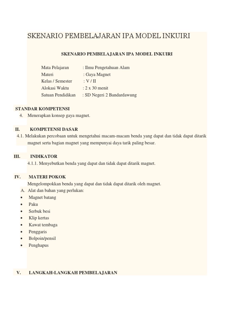 Detail Contoh Skenario Pembelajaran Sd Nomer 27