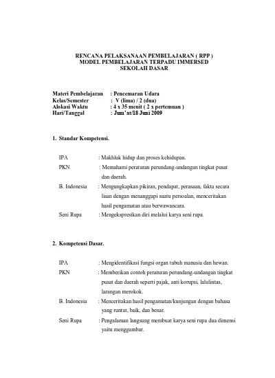 Detail Contoh Skenario Pembelajaran Tematik Terpadu Sd Nomer 16