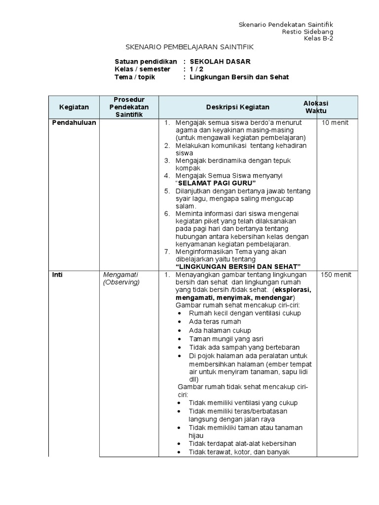 Detail Contoh Skenario Pembelajaran Tematik Terpadu Sd Nomer 25