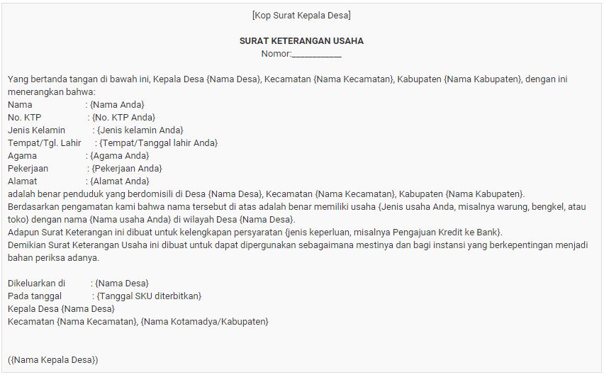 Detail Contoh Sku Surat Keterangan Usaha Nomer 40