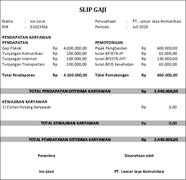 Detail Contoh Slip Gaji Honorer Pemerintahan Nomer 4