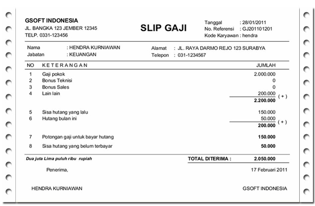 Contoh Slip Gaji Karyawan 2019 - KibrisPDR