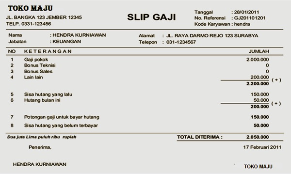 Detail Contoh Slip Gaji Karyawan 2019 Nomer 14