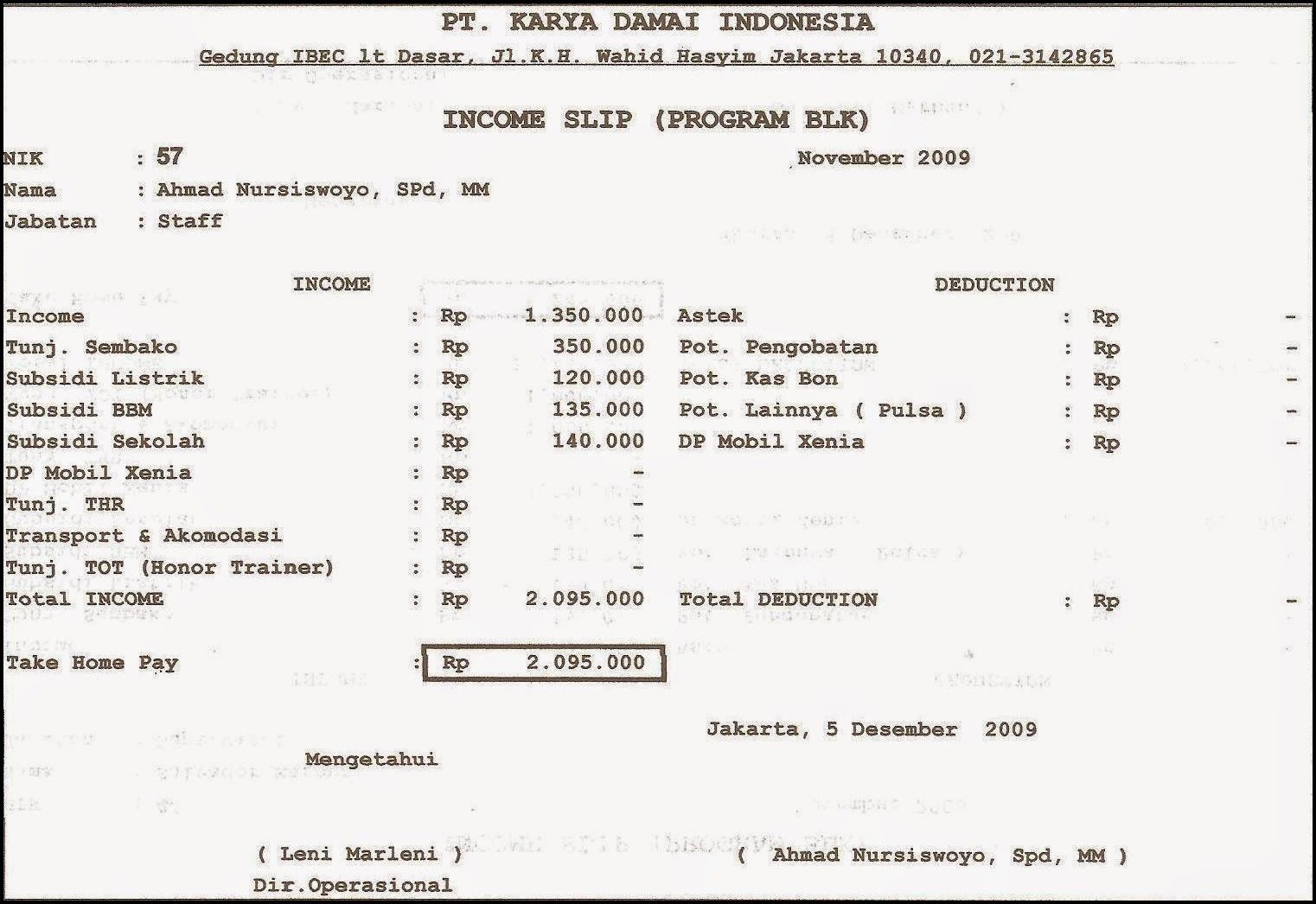 Detail Contoh Slip Gaji Karyawan 2019 Nomer 15