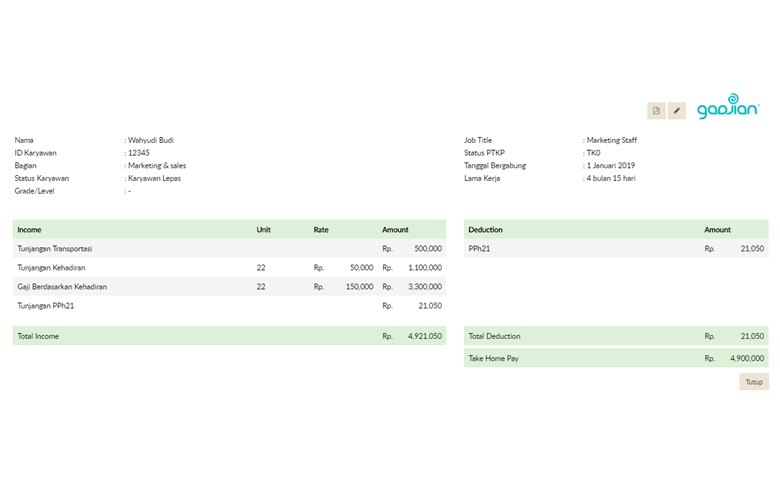 Detail Contoh Slip Gaji Karyawan 2019 Nomer 22