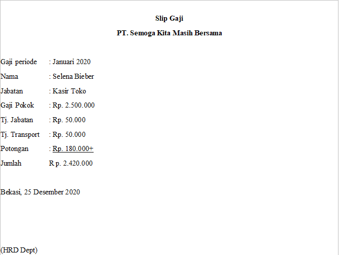 Detail Contoh Slip Gaji Karyawan 2019 Nomer 34