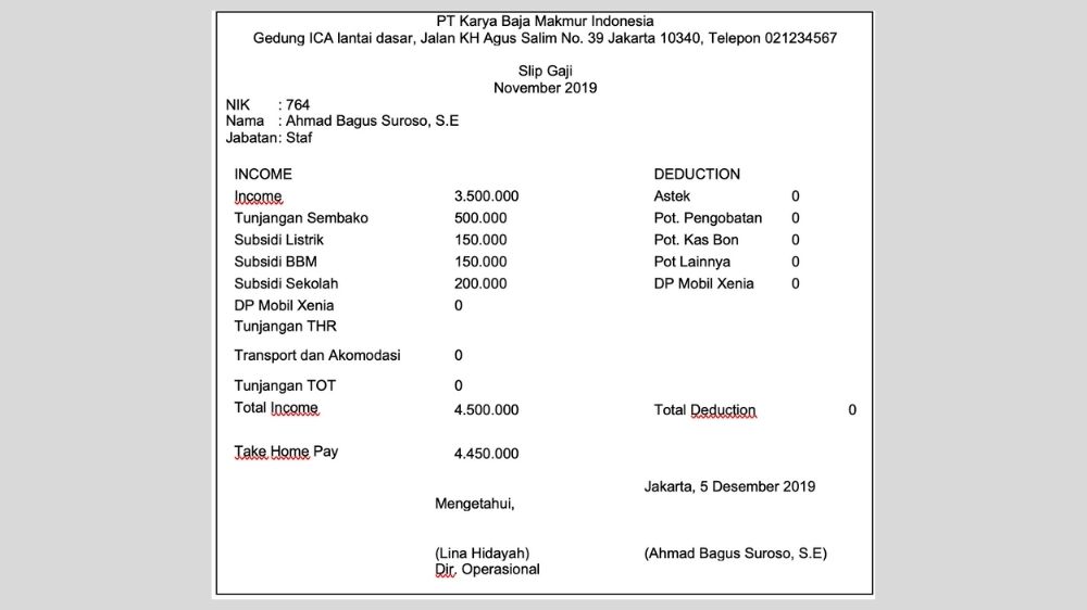 Detail Contoh Slip Gaji Karyawan 2019 Nomer 35