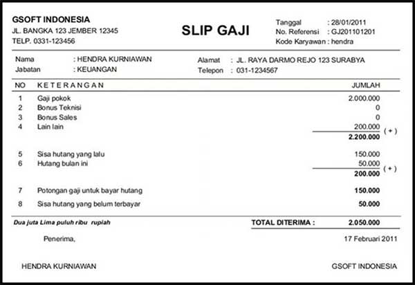 Detail Contoh Slip Gaji Karyawan 2019 Nomer 5